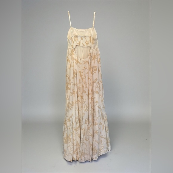 American Eagle Smocked Strapless Maxi Dress Cream Floral M - Picture 3 of 10